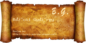 Bécsi György névjegykártya